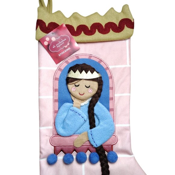 St. Nicholas Square Princess Themed Pink Christmas Stocking With Braid Detail - Picture 2 of 4